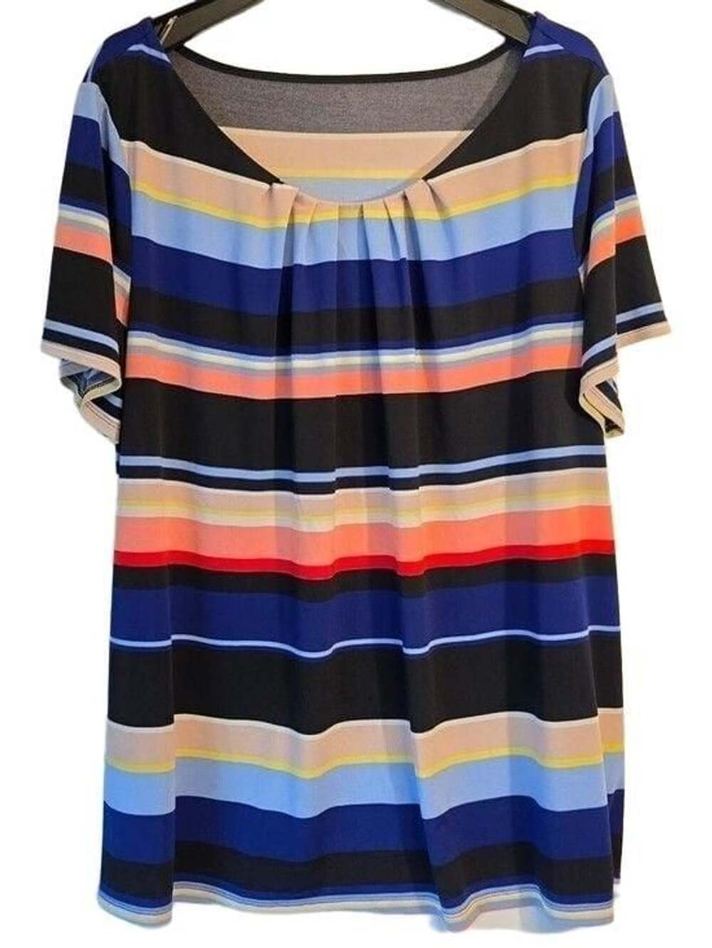 Worthington Multicolor Striped Short-Sleeve Shirt